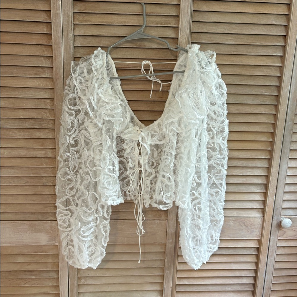For Love And Lemons Tatiana White Lace Blouse